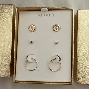 14K Gold 3 piece earring set!